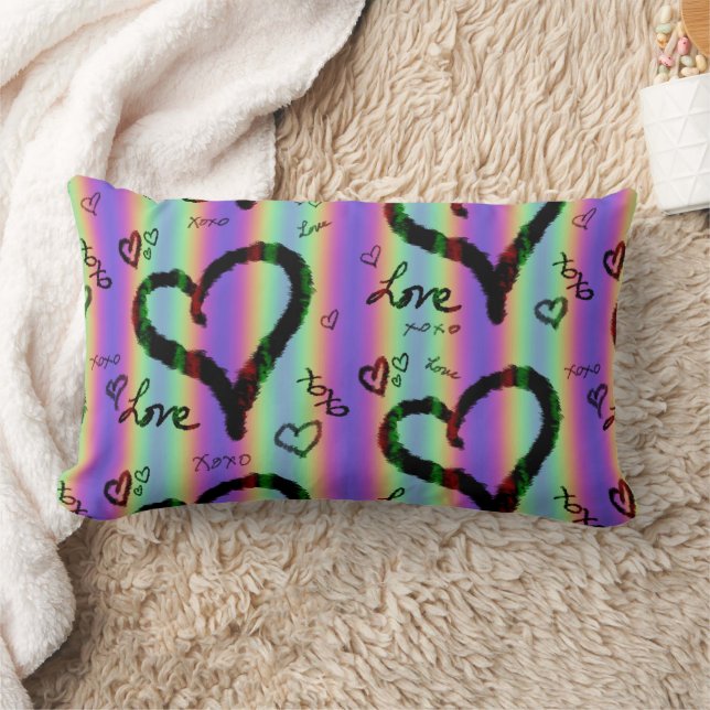Scribble-Liebe Xoxo Heart Stripe Kissen (Decke)