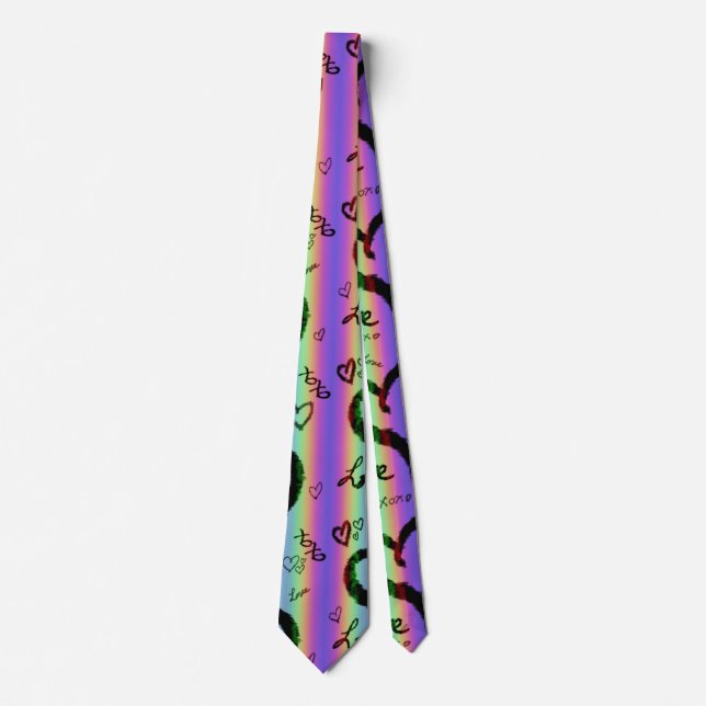 Scribble Liebe Xoxo Heart Stripe Neck Tie Krawatte (Vorderseite)