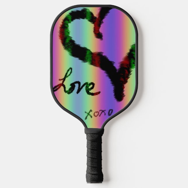 Scribble-Liebe Xoxo Heart Stripe Pickleball Paddle (Vorderseite)