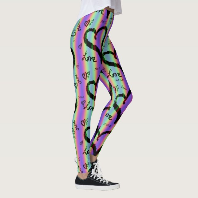 Scribble Liebe Xoxo Herz Strip Leggings (Rechts)