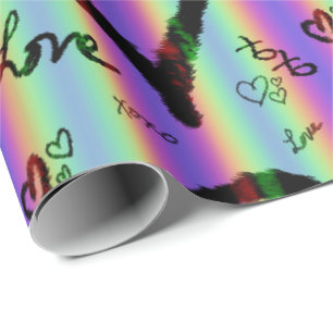 Scribble Liebe Xoxo Herz Strip Papier Geschenkpapier