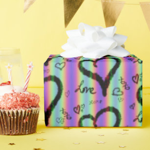 Scribble Liebe Xoxo Herz Strip Papier Geschenkpapier