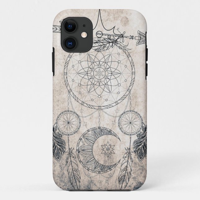 Scribble Pfeil Mandala Moon Dreamcatcher Federn Case-Mate iPhone Hülle (Rückseite)