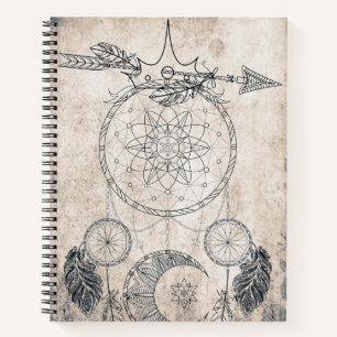 Scribble Pfeil Mandala Moon Dreamcatcher Federn Notizbuch