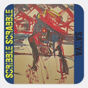 SCRIBBLE SCRABBLE SATIVA QUADRATISCHER AUFKLEBER