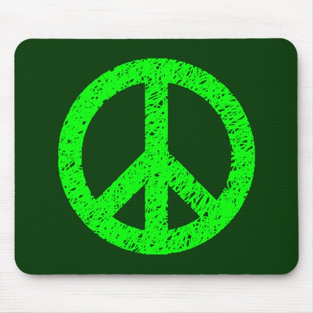 Scribble Stenciled Peace Symbol - Shades of Green Mousepad (Vorne)