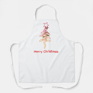Scribble Tree + Star Frohe Weihnachten Weiß Schürze