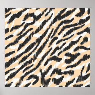 Scribble Zebra Leopard: Vintager Pelz Poster