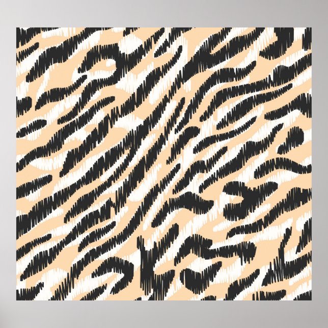 Scribble Zebra Leopard: Vintager Pelz Poster (Vorne)