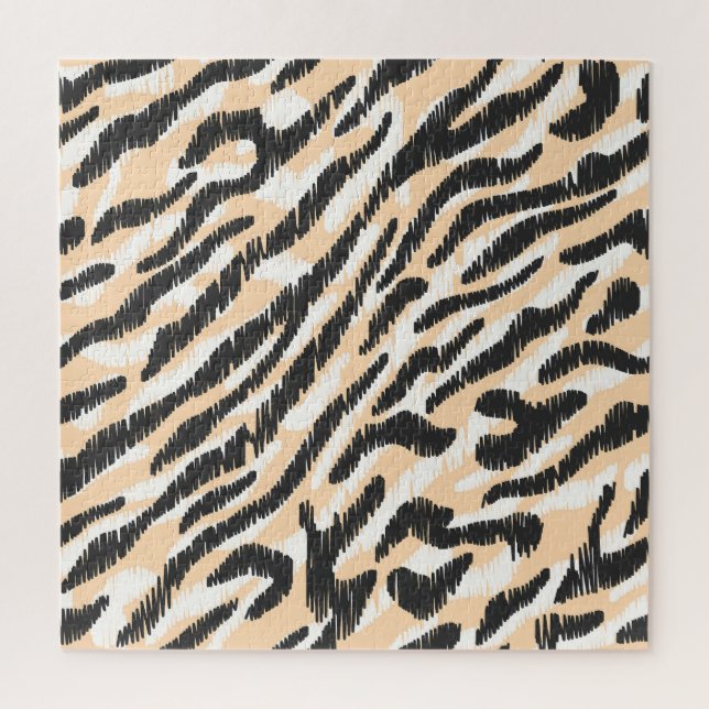 Scribble Zebra Leopard: Vintager Pelz Puzzle (Vertikal)