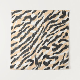 Scribble Zebra Leopard: Vintager Pelz Wandteppich