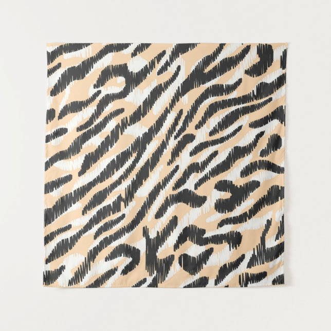 Scribble Zebra Leopard: Vintager Pelz Wandteppich (Vorderseite)
