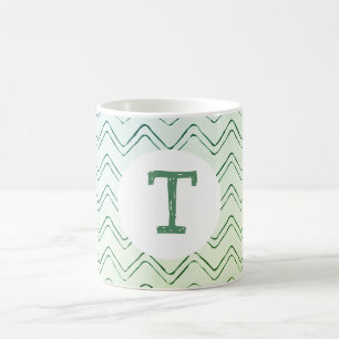 Scribble Zig Zag Monogram in Green to Blue Kaffeetasse