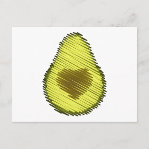 Scribbled Avocado Liebe Feiertagspostkarte