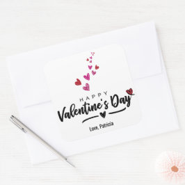 Scribbled Hearts Valentine's Day Script Rot Rosa Quadratischer Aufkleber