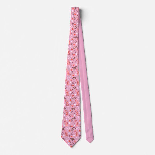 Scribbled Liebe Hearts Necktie Krawatte (Vorderseite)