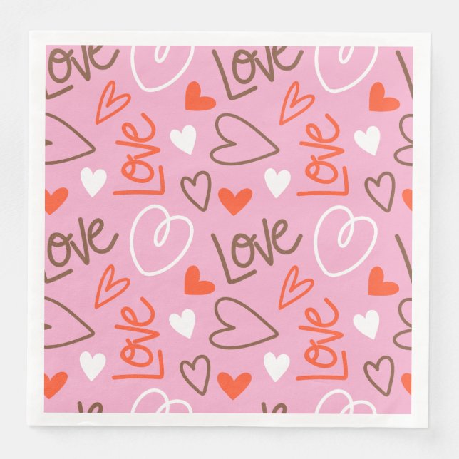 Scribbled Liebe Hearts Paper Napkin Serviette (Vorderseite)