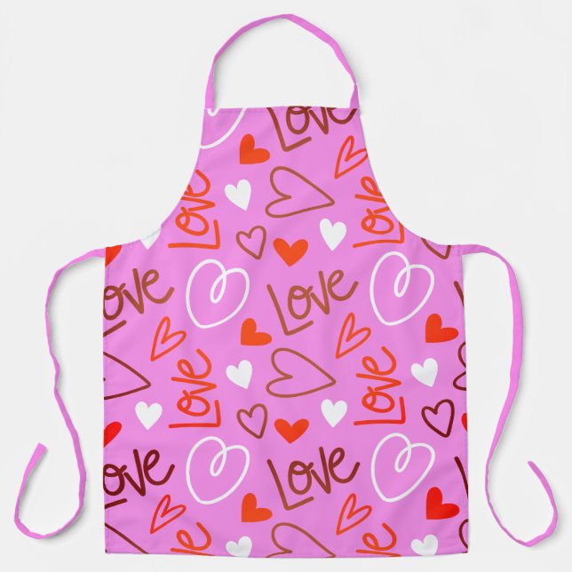 Scribbled Love Hearts Apron Schürze (Vorderseite)