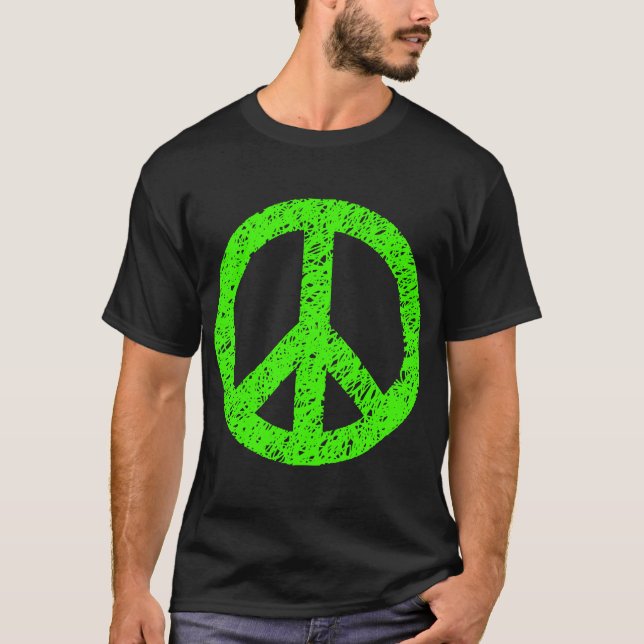 Scribbled Peace Symbol - Chartreuse T-Shirt (Vorderseite)