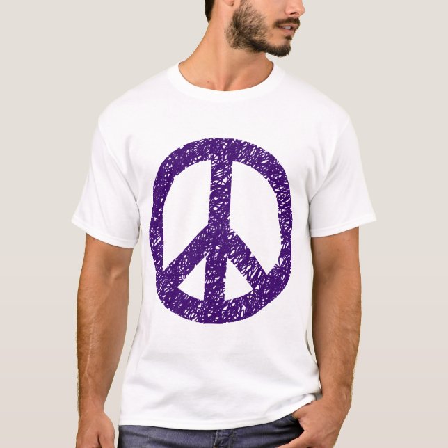 Scribbled Peace Symbol - DP Lila T-Shirt (Vorderseite)