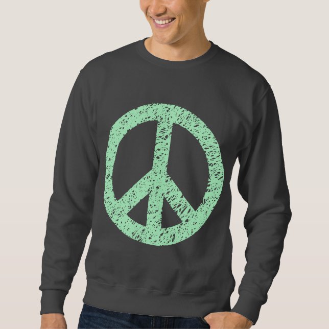 Scribbled Peace Symbol - Ghost Green Sweatshirt (Vorderseite)
