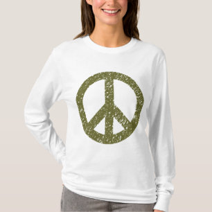 Scribbled Peace Symbol - Olive Drab T-Shirt