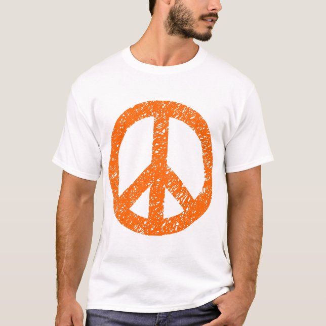 Scribbled Peace Symbol - Orange T-Shirt (Vorderseite)