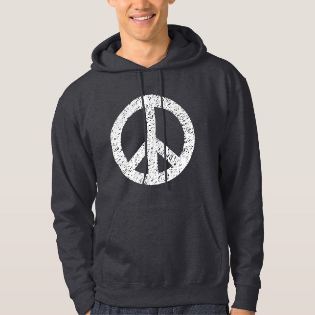 Scribbled Peace Symbol - White Hoodie (Vorderseite)