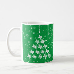 Scribbled Texas Weihnachtsbaum auf Green Kaffeetasse