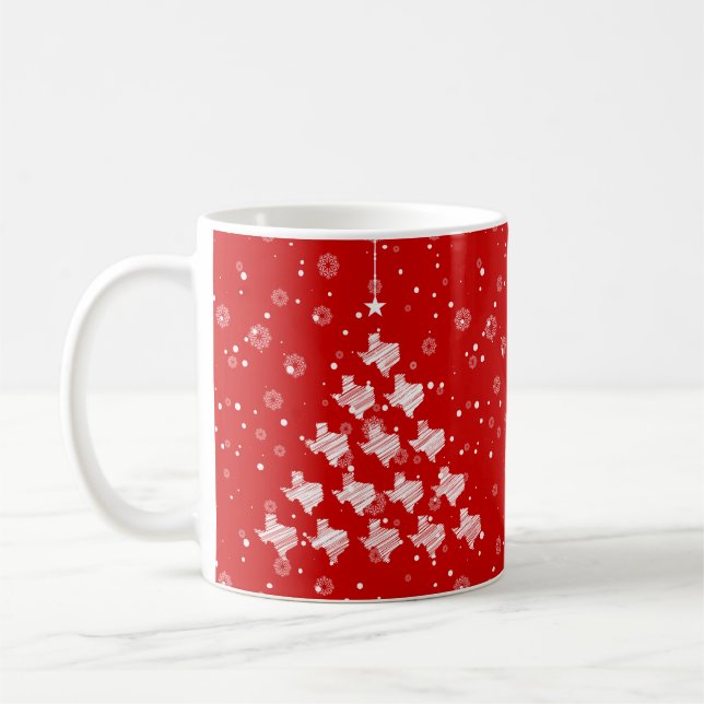 Scribbled Texas Weihnachtsbaum auf Red Kaffeetasse (Links)