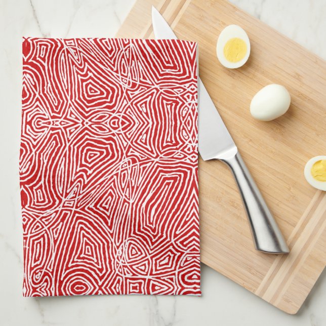 Scribbleprint Muster Red Kittuch Geschirrtuch (Viertel Falte)