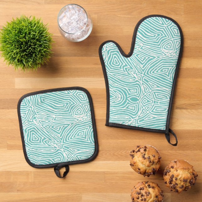 Scribbleprint Ofenhandschuh & Topflappen-Set (Oben Unten)