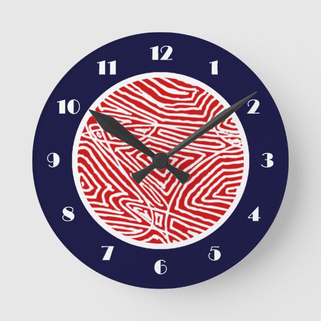 Scribbleprint Rot Runde Wanduhr (Vorderseite)