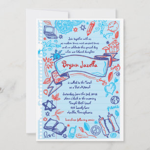 SCRIBBLES auf NOTEPAPER BAT Mitzvah Einladung