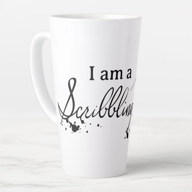 Scribbling Woman Latte Tasse (Linke Ecke)