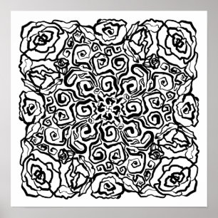 Scribbly Doodles Rose Color Me Poster