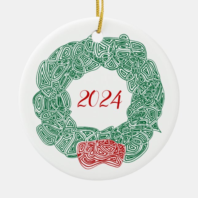 Scribendrucke - Weiß, Rot Keramik Ornament (Vorne)