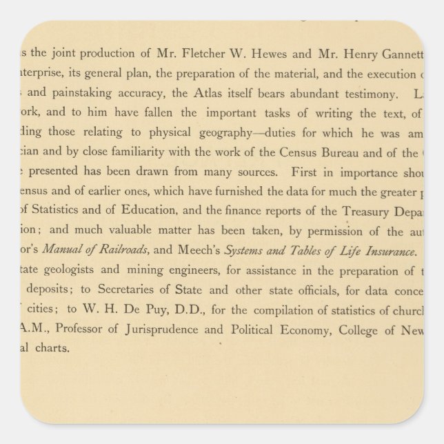 Scribners statistischer Atlas Quadratischer Aufkleber (Vorderseite)