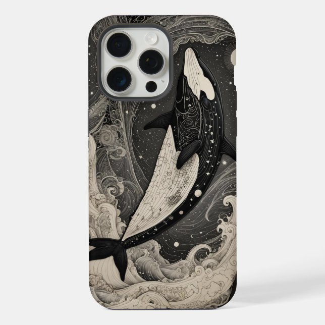 Scrimshaw Breach Whale iPhone Case Hülle (Rückseite)