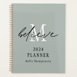 Script 2024 Monogram, Initial Name Sage Planer