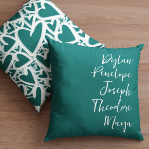Script 5 Name Familie Keepake Herz Kissen
