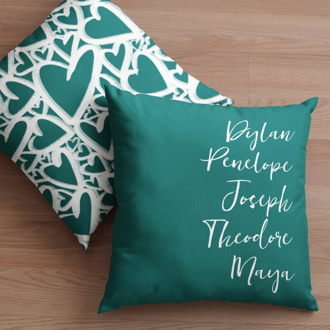 Script 5 Name Familie Keepake Herz Kissen (Von Creator hochgeladen)