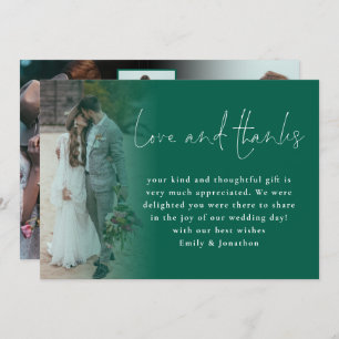 Script 6 Fotos Hochzeit Liebe Dank Emerald Green Karte