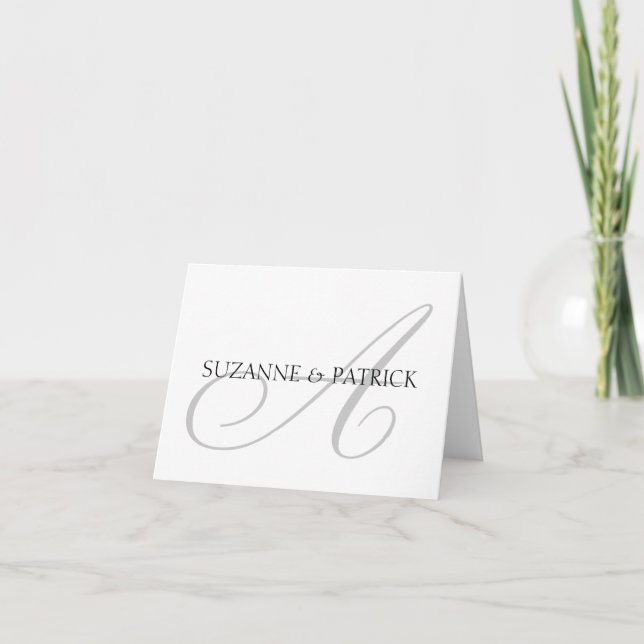 Script A Monogram Notecard (Silver / Black) (Vorderseite)