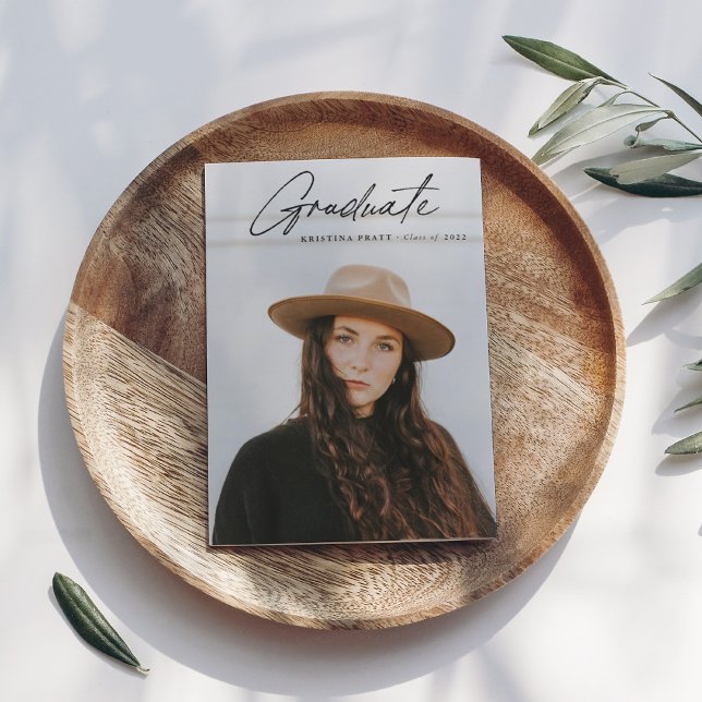 Script-Abschluss 2-seitige Portrait-Foto-Party Einladung (Von Creator hochgeladen)