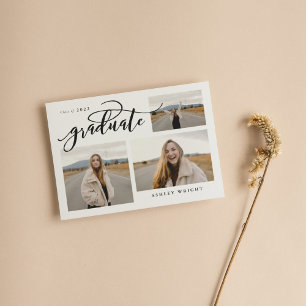 Script Abschluss Einfach 3 Foto Collage Party Einladung