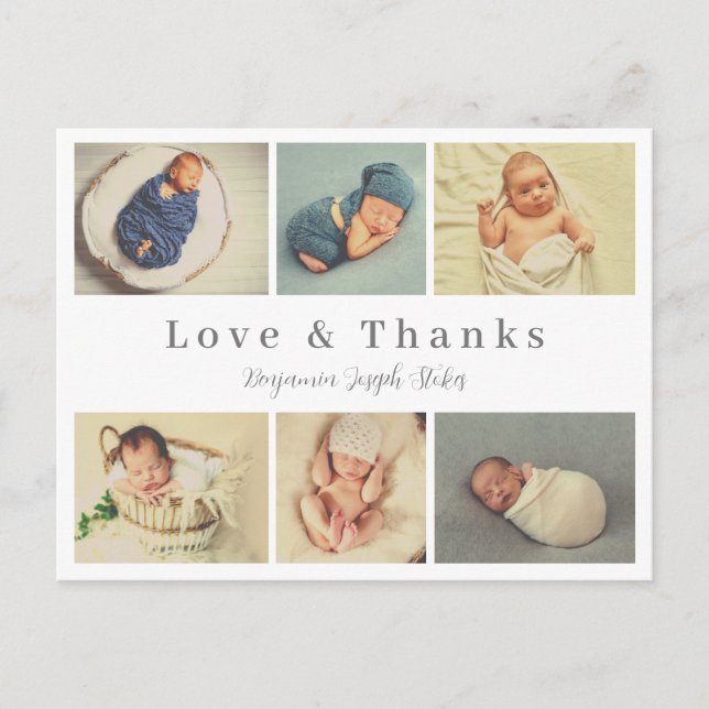 Script-Baby danke Karte, Liebe und danke Postkarte (Vorderseite)