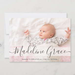 Script Baby Name Custom Foto Geburtsankündigung Ankündigung