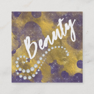 *~* Script BeAUTY Lila Gold Foil Business Card Quadratische Visitenkarte