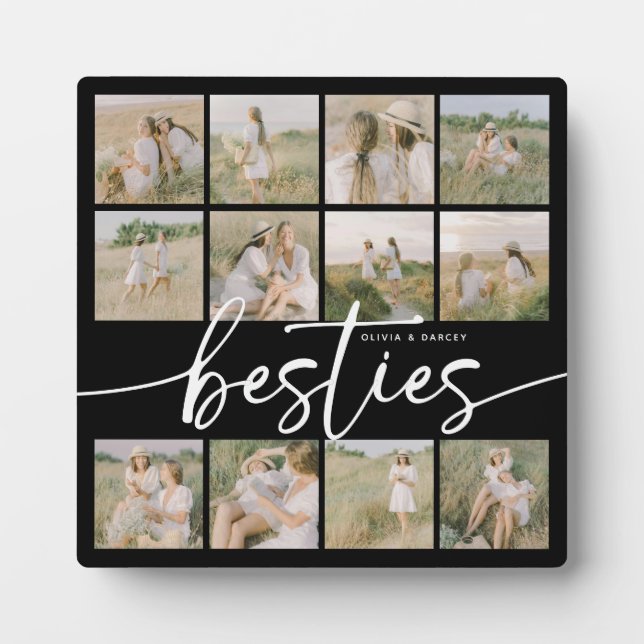 Script Besties Photo Collage Personalized Fotoplatte (Vorderseite)